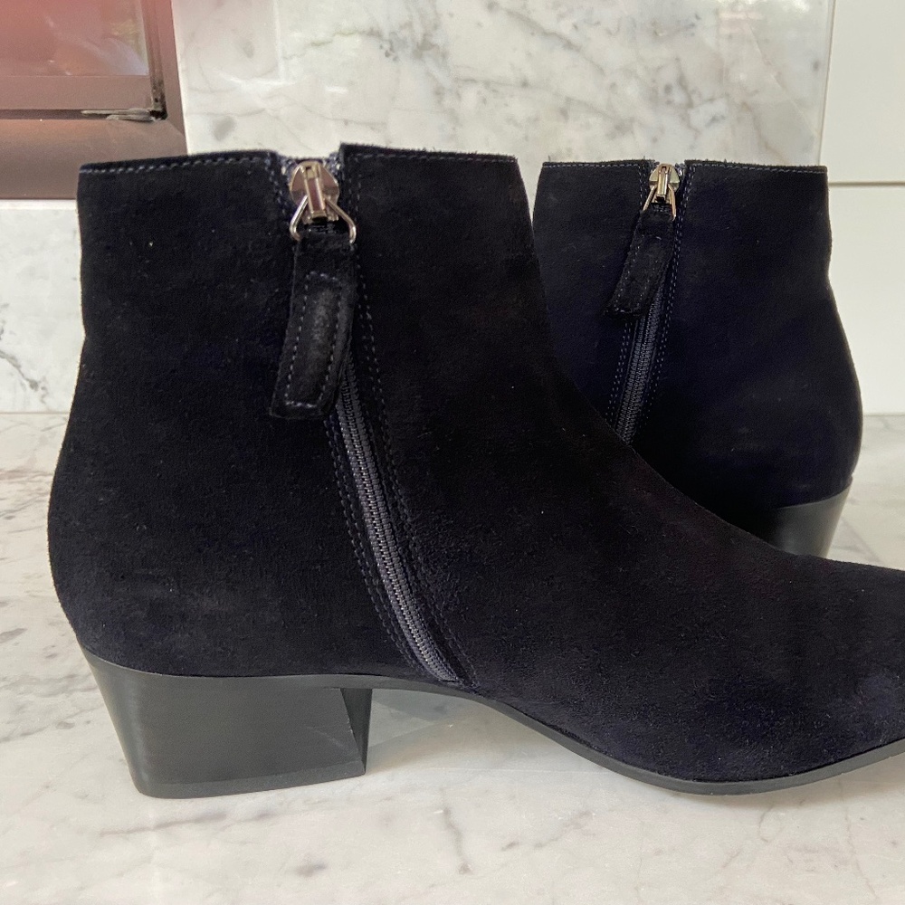 aquatalia black suede bootie